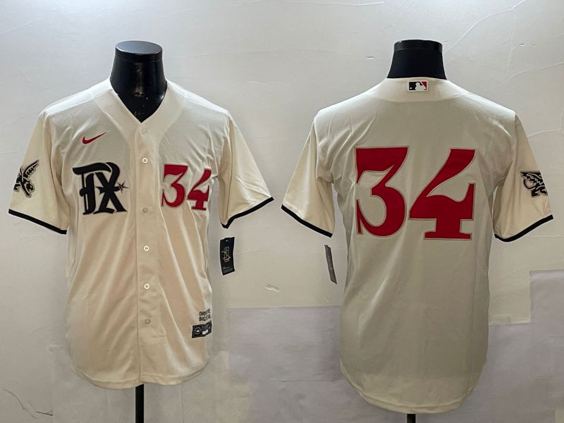 Men Texas Rangers #34 No Name Cream City Edition Game Nike 2025 MLB Jersey style 1